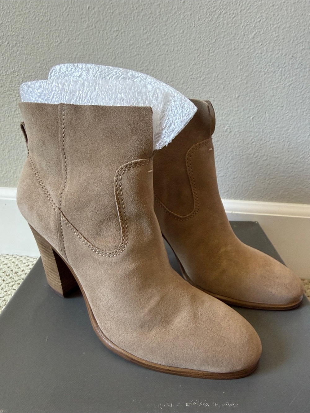 Vince Camuto Verona Khaki Suede Ankle Booties